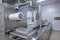 Processing of Packaging of butter and Cheese on food vacuum packaging sealing machine in food industrial factory. Packing food