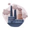 Processing Power Plant, Ecological Problem, Environmental Pollution Vector Illustration