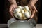 The processing Traditional Italian mozzarella, Cheesemaker, showing freshly made mozzarella