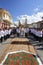 Procession with Catholic faithful in Corpus Christi day