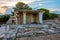 Procession fresco at ruins of Knossos palace in Crete, Greece