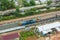 A procession of locomotives that runs on rails in Thailand