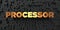 Processor - Gold text on black background - 3D rendered royalty free stock picture