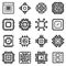 Processor icons set, outline style