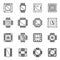 Processor icons set outline vector. Central computer card