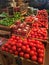 Produce display grocery store tomatoes lime