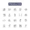 Producer line vector icons and signs. Maker, Creator, Originator, Promotor, Executive, Instigator, Enterpriser