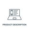 Product Description icon. Monochrome simple icon for templates, web design and infographics