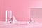 Product display podium crystal on pink background