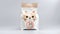 A product packaging with cat face and mockup logo on it for snack or bakery packaging.