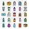 Product packaging pixel perfect color line icons