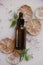 Product photo of a glass dropper bottle containing natural anti aging serum