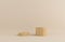 Product Podium - Wooden Podium, Beige Background. 3D Illustration