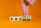 Product and promotion symbol. Concept words Product and promotion on wooden cubes. Businessman hand. Beautiful orange table orange