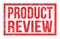 PRODUCT REVIEW, words on red rectangle stamp sign