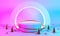 Product Stand blue pink violet neon abstract background, studio modern ultraviolet light, room pastel interior, Glowing podium,