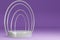 Product Stand, Pedestal, Cylinder Shape, Circle Frame, Purple background and White ring, 3D Rendering