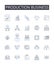 Production business line icons collection. Manufacturing industry, Service sector, Retail business, Agricultural