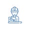Production engineer line icon concept. Production engineer flat  vector symbol, sign, outline illustration.
