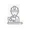 Production engineer line icon concept. Production engineer vector linear illustration, symbol, sign