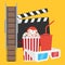 Production of film, film, popcorn, cola, 3d glasses
