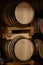 Production of fortified jerez, xeres, sherry wines in dark oak barrels in sherry triangle, Jerez la Frontera, El Puerto Santa