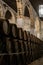 Production of fortified jerez, xeres, sherry wines in old oak barrels in sherry triangle, Jerez la Frontera, El Puerto Santa Maria