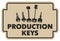 Production of keys. Signboard logo. Various types of keys