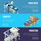 Production line isometric 3D posters set