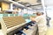 Production of pralines in a factory for the food industry - women working on the assembly line