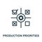 Production Priorities icon. Monochrome sign from production management collection. Creative Production Priorities icon