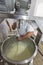 Production of traditional artisanal buffalo milk cheese, in countryside of Minas Gerais, Brazil