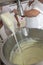 Production of traditional artisanal buffalo milk cheese, in countryside of Minas Gerais, Brazil