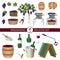 Production of wine, winemaking, winery. Big set of isolated cartoon vector icons