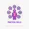 Productive man thin line icon, multitasking and planning. Modern vector illustration