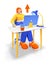 Productive remote worker - modern realistic colorful 3d illustration