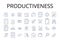 Productiveness line icons collection. Efficiency, Effectiveness, Productivity, Capability, Strength, Competence