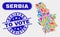Productivity Serbia Map and Grunge Register to Vote Seals