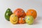 Products with funny faces Googly eyes and painted smiles. Different nationalities concept