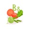 Products with vitamin B8 inositol . Green peas, radish and juicy grapefruit. Organic and healthy food. Flat vector