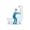 Profesional plumber man character cleaning drain, plumbing work vector Illustration