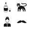 Profession, alcohol and or web icon in black style. animal, barber icons in set collection.