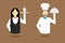 Profession character icons. Waiter, Chef. Vector illustration.