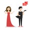 Profession characters: man and woman. Singer and musician