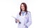 Profession healthcare people and medicine concept. Beautiful portrait friendly asian female doctor or nurse smiling with