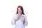 Profession healthcare people and medicine concept. Beautiful portrait friendly asian female doctor or nurse smiling with