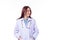 Profession healthcare people and medicine concept. Beautiful portrait friendly asian female doctor or nurse smiling with