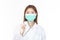 Profession healthcare people and medicine concept. Beautiful portrait friendly asian female doctor or nurse wearing mask at