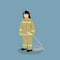 Profession Icon Firefighter Design Flat Style