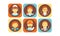Profession icons set, waitress, teacher, scientist, athlete, engineer, waiter working people vector Illustration on a